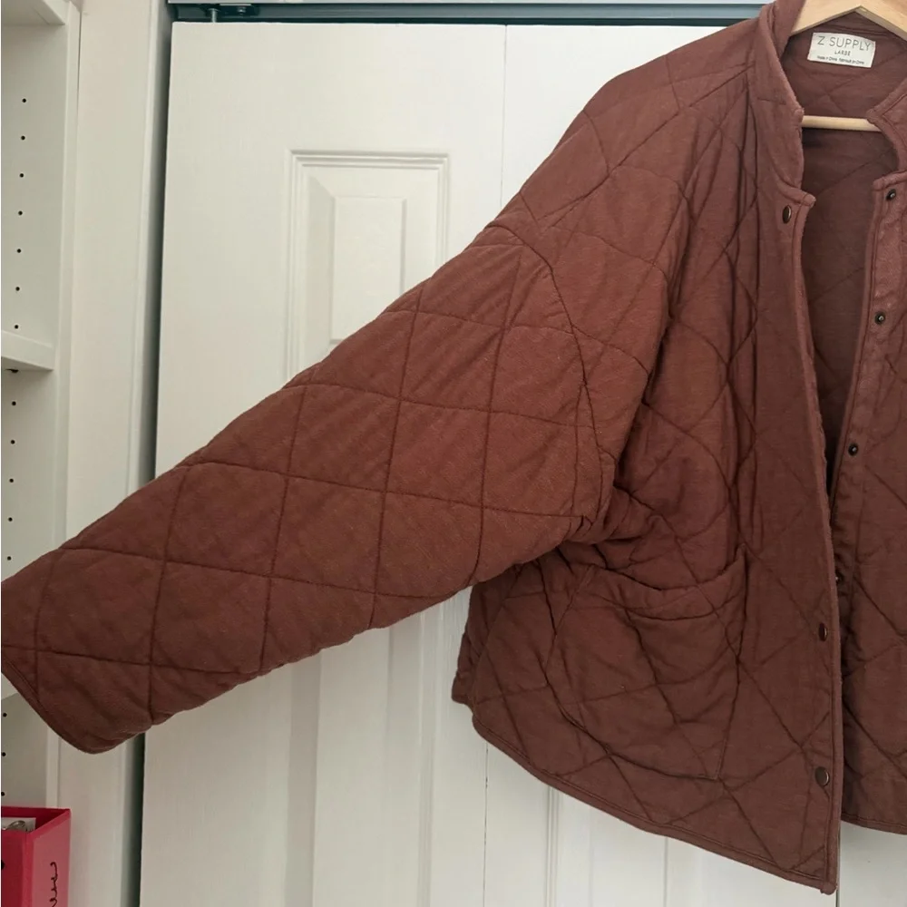 Z Supply Quilted Bomber Jacket in Rust - Picture 13 of 15